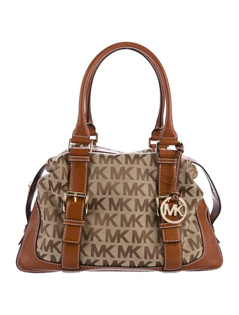 michael kors small monogram satchel|monogram print shoulder strap.